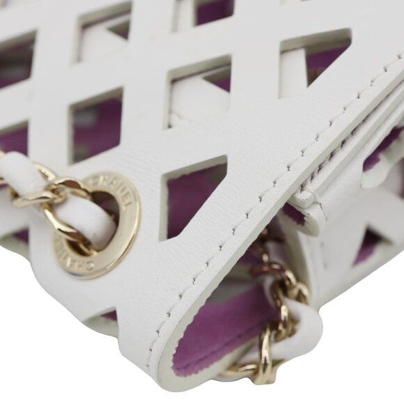 Chanel  See Through Flap Small Lambskin Leather Shoulder Bag White - Picture 7 of 14